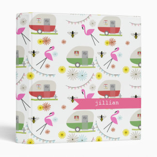 Retro Trailers & Flamingos Binder