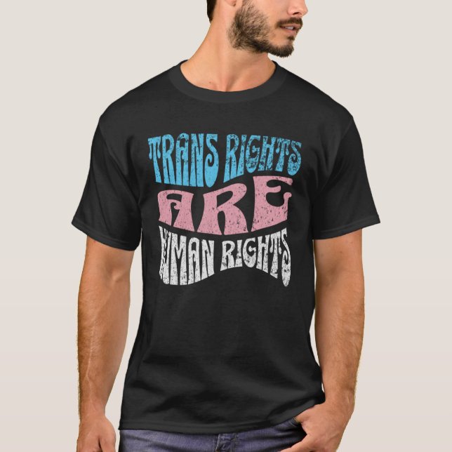 Retro Trans Right are Human Rights Transgender LGB T-Shirt (Front)