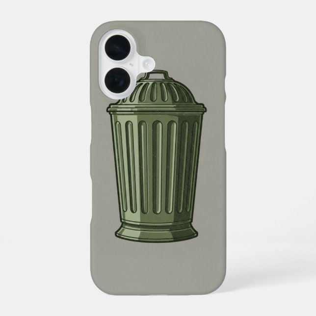 Retro Trash Can Simple iPhone 16 Case (Back)