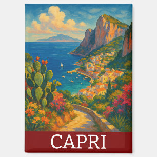 Retro Travel Capri Italy Scenery Magnet