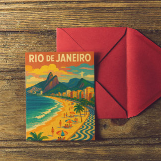 Retro Travel Copacabana Rio de Janeiro Brazil Postcard