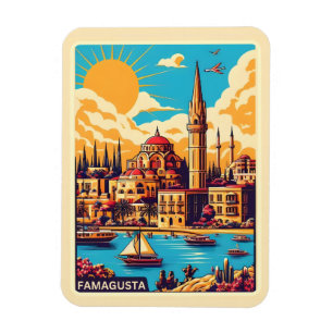 Retro travel Famagusta Beach Cyprus gifts Magnet