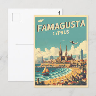 Retro travel Famagusta Beach Cyprus gifts Postcard