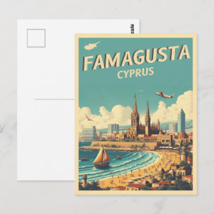 Retro travel Famagusta Beach Cyprus gifts Postcard