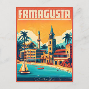 Retro travel Famagusta Beach Cyprus gifts Postcard