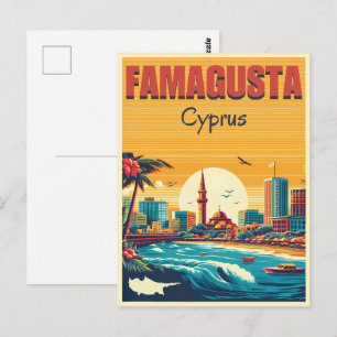 Retro travel Famagusta Beach Cyprus souvenirs gift Postcard
