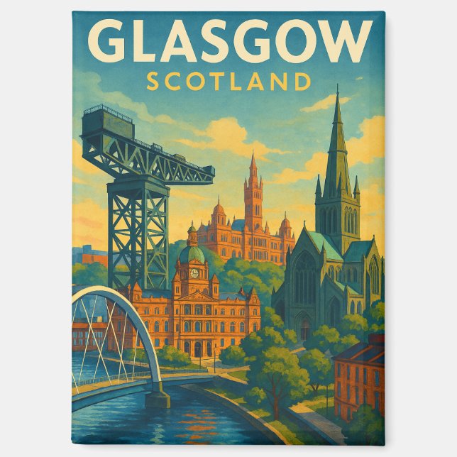 Retro Travel Glasgow Scotland  Magnet (Front)