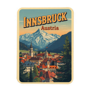 Retro travel Innsbruck Tyrol - Austrian alps gifts Magnet