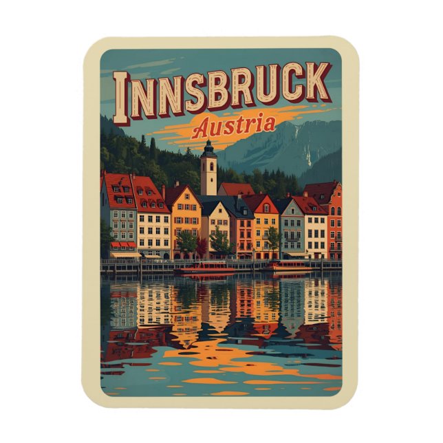 Retro travel Innsbruck Tyrol - Austrian alps gifts Magnet (Vertical)