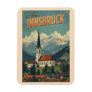 Retro travel Innsbruck Tyrol - Austrian alps gifts Magnet