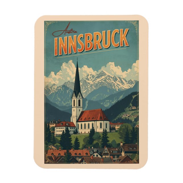 Retro travel Innsbruck Tyrol - Austrian alps gifts Magnet (Vertical)