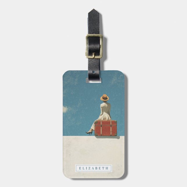 Retro Travel Luggage Tags (Front Vertical)