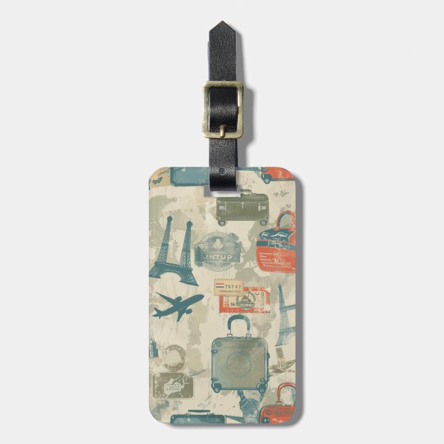 Retro Travel Luggage Tags (Front Vertical)
