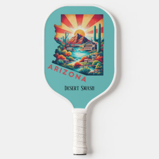 Retro Travel Map of Arizona State Pickleball Paddle