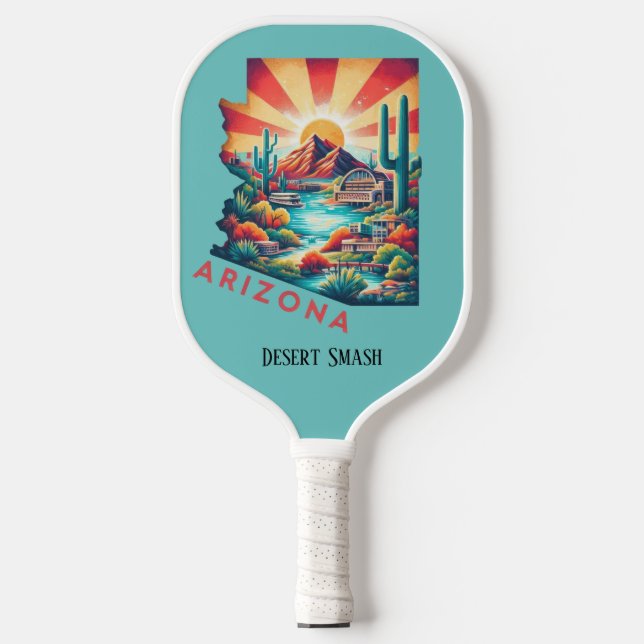 Retro Travel Map of Arizona State   Pickleball Paddle (Front)