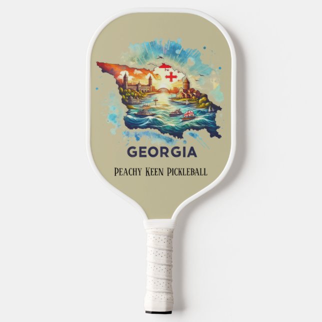 Retro Travel Map of Georgia State   Pickleball Paddle (Back)