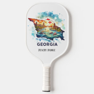 Retro Travel Map of Georgia State Pickleball Paddle