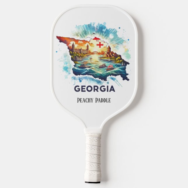 Retro Travel Map of Georgia State   Pickleball Paddle (Back)