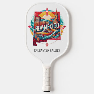 Retro Travel Map of New Mexico State   Pickleball Paddle
