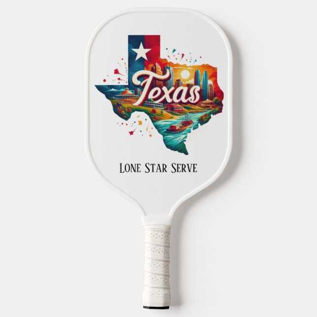 Retro Travel Map of Texas State   Pickleball Paddle (Back)