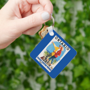 Retro Travel Ontario Poster Keychain