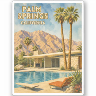 Retro Travel Palm Springs California Landscape