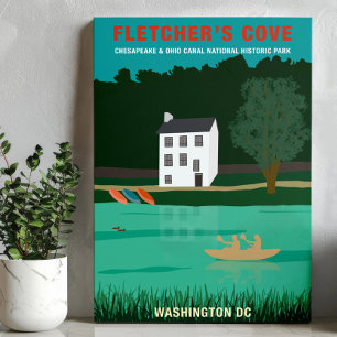 Retro Travel Poster Fletcher's Cove Washington DC Canvas Print