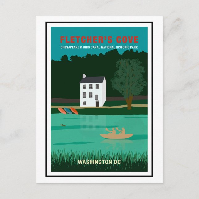 Retro Travel Poster Fletcher's Cove Washington DC Postcard (Front)