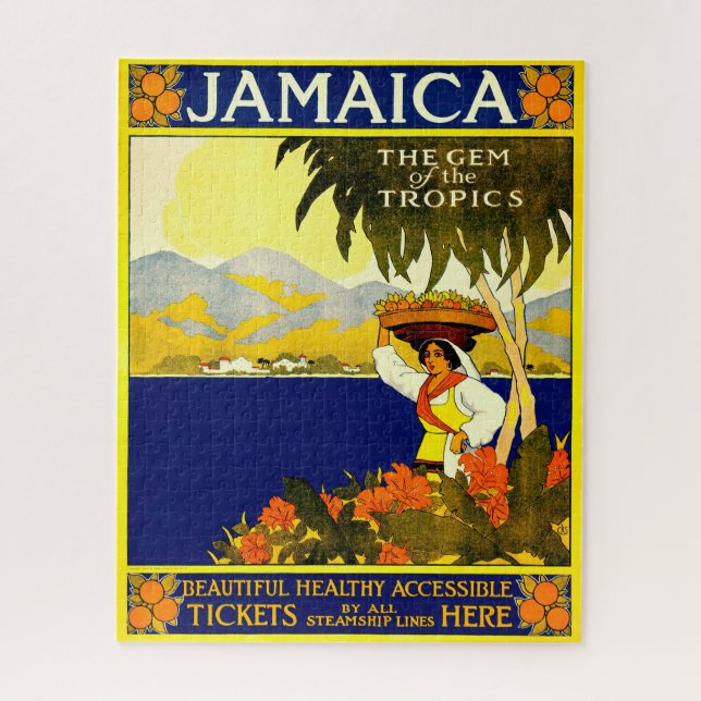 Retro Travel Poster Jamaïque. Jigsaw Puzzle (Vertical)