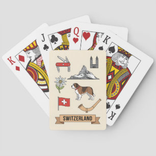 Retro Travel Switzerland National Icons Playing Cards