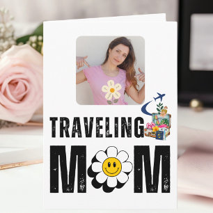 Retro Travelling Mom Cute Fun Travel Photo Custom  Card