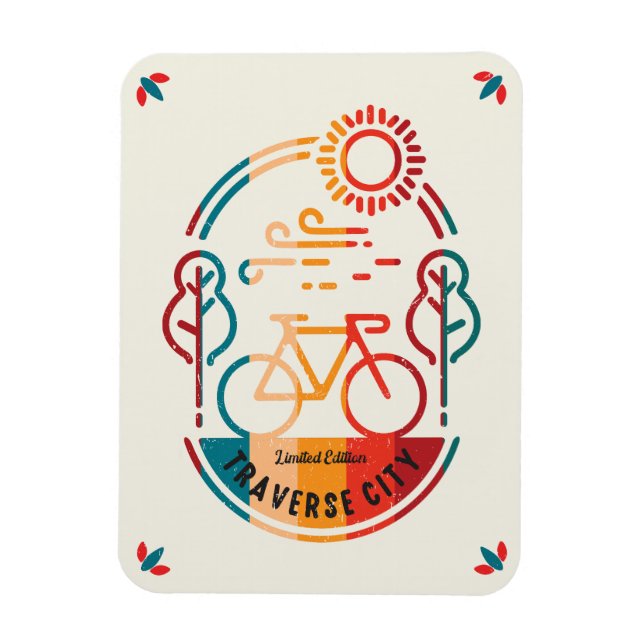 Retro Traverse City Bike Trail Magnet (Vertical)