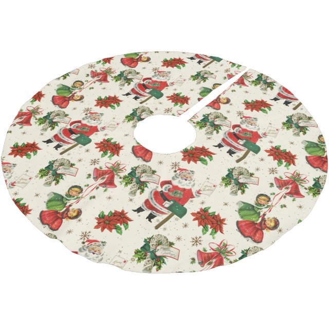 Retro Treasures Christmas Wrapping Paper Brushed Polyester Tree Skirt (Angled)