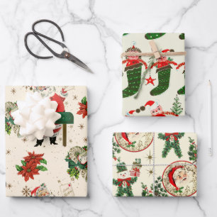 Retro Treasures Christmas Wrapping Paper Sheet