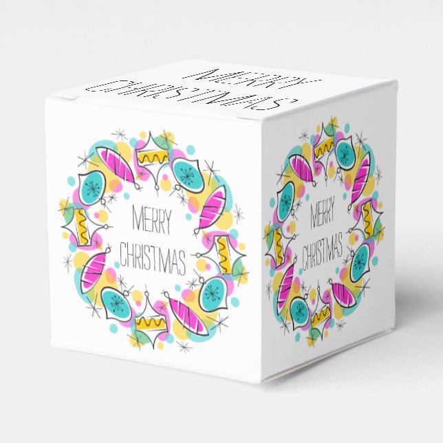 Retro Tree Baubles Circle Christmas classic Favor Box (Front Side)