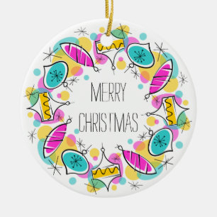 Retro Tree Baubles Circle Christmas ornament round