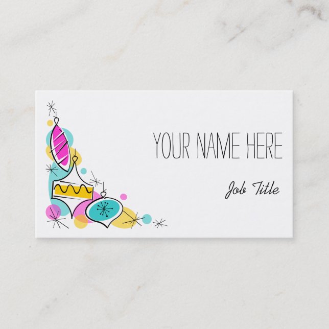 Retro Tree Baubles Corner business card (Front)