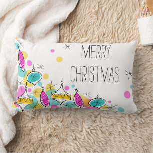 Retro Tree Baubles Corner Christmas lumbar Pillow