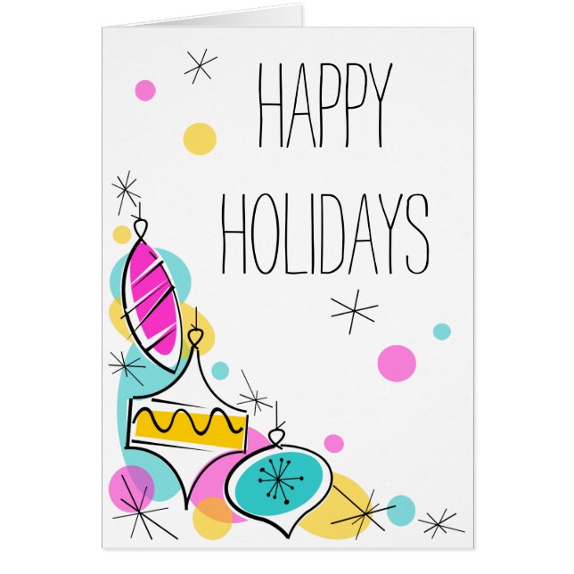 Retro Tree Baubles Corner Holidays text vertical (Front)
