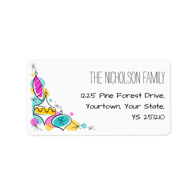 Retro Tree Baubles Corner label medium (Front)