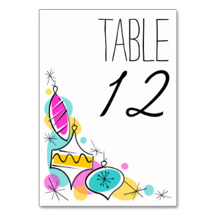 Retro Tree Baubles Corner table card