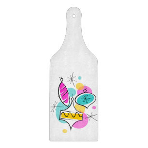 Retro Tree Baubles cutting board paddle