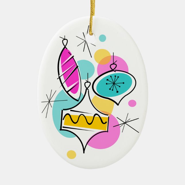 Retro Tree Baubles Group ornament oval (Front)