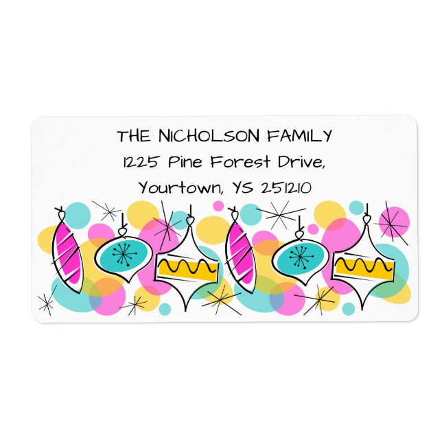 Retro Tree Baubles Line label large (Front)