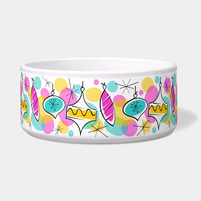 Retro Tree Baubles Line pet bowl large (Front)