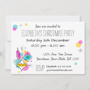 Retro Tree Baubles Multi back invitation