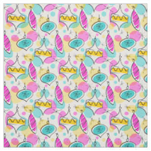 Retro Tree Baubles Multi small pattern Fabric