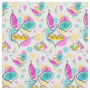 Retro Tree Baubles small pattern Fabric