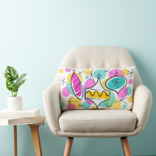Retro Tree Baubles throw pillow lumbar