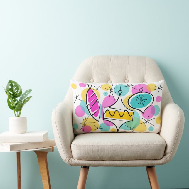 Retro Tree Baubles throw pillow lumbar (Chair)